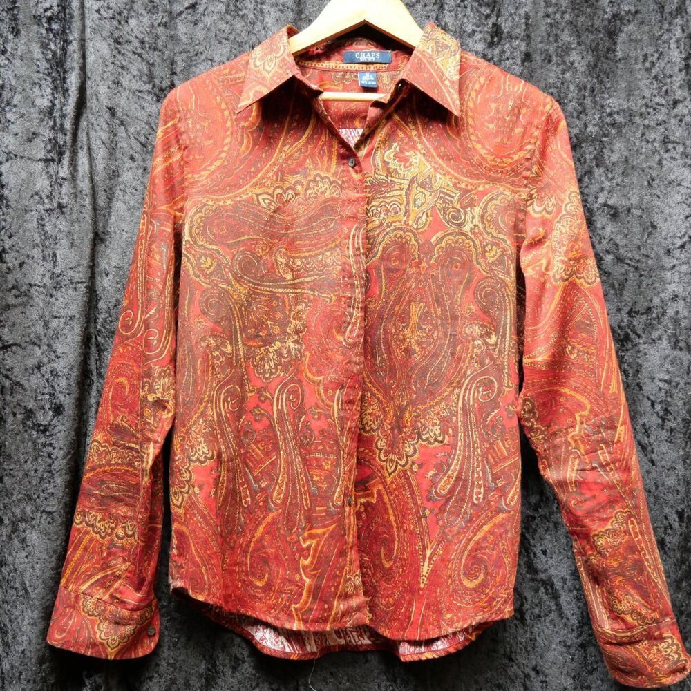 Chaps Women's Burgundy and Green Shirt